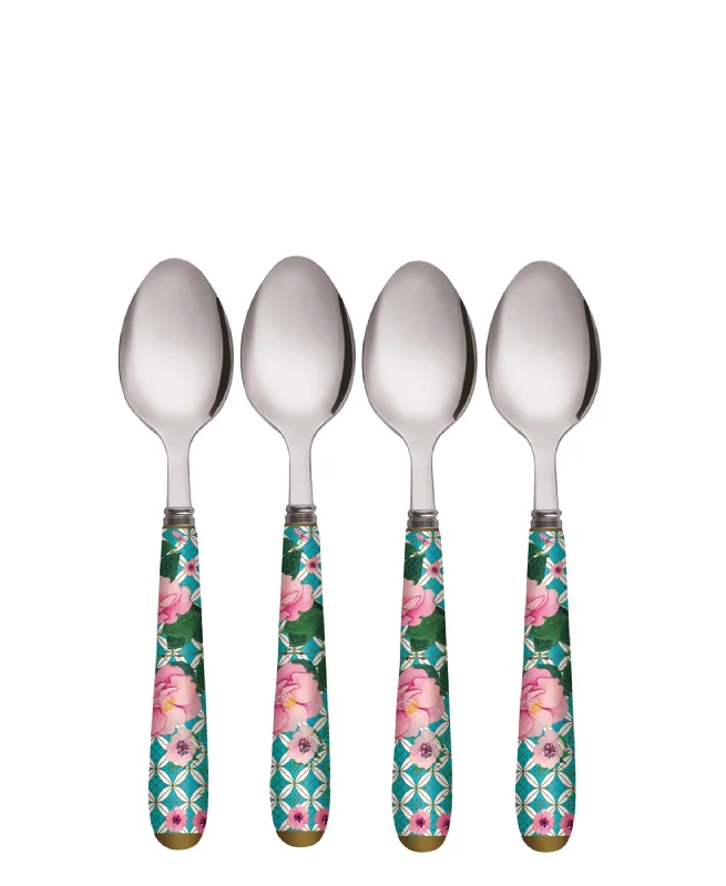 Sleek stainless steel knives-Maxwell & Williams Teas & C's Silk Road Teaspoon Set of 4 Aqua Gift Boxed