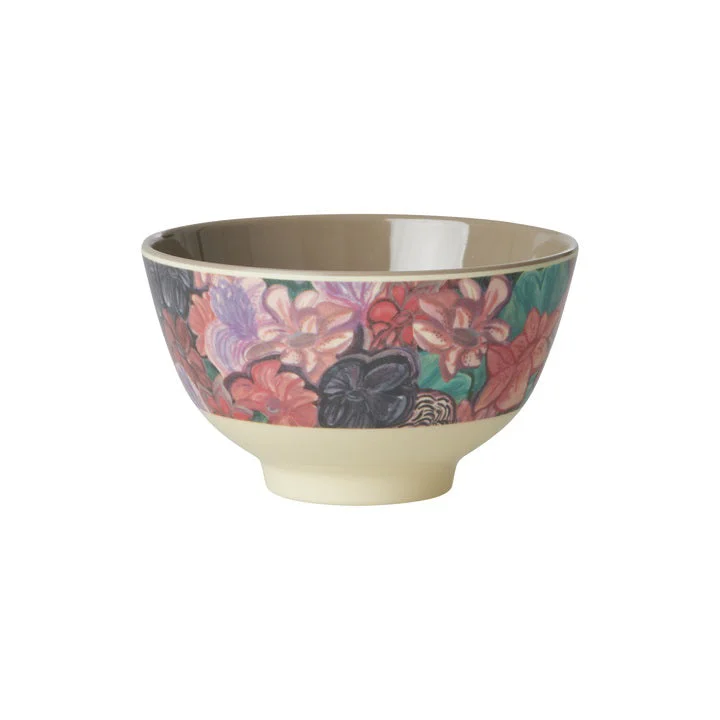 Stackable glass dessert cups-Rice DK Melamine Bowl with Forest Flower Print - Small - 300 ml