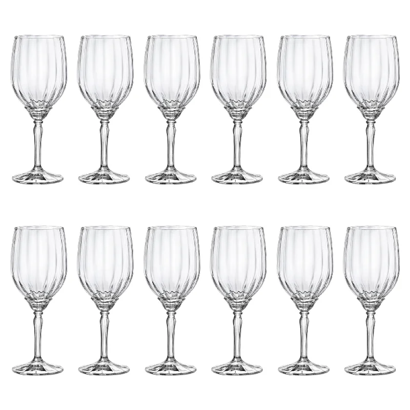 Stackable glass cups for storage-380ml Florian White Wine Glasses - Pack of 12  - By Bormioli Rocco