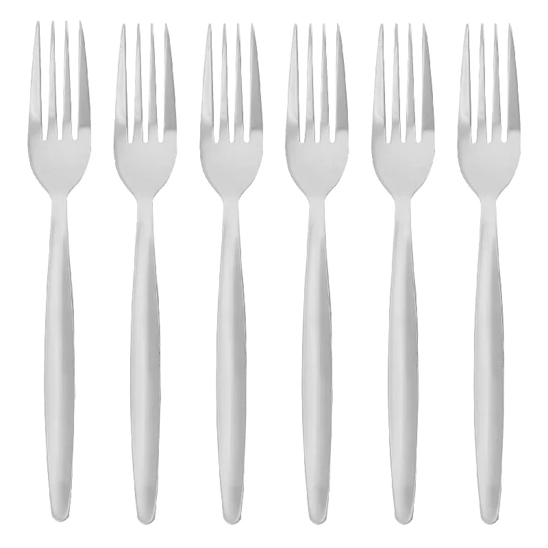 Luxury gold-rimmed dinnerware-Classic Stainless Steel Dinner Forks - Pack of 6 - By Argon Tableware