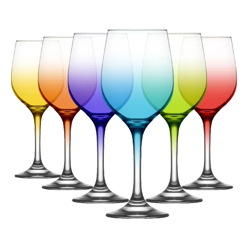 Minimalist glass latte mugs-395ml Fame Wine Glasses - Full Colour - Pack of 6 - By LAV