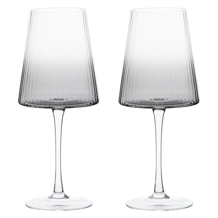 Hand-blown glass cups-Empire Wine Glasses Set of 2 - Smoke