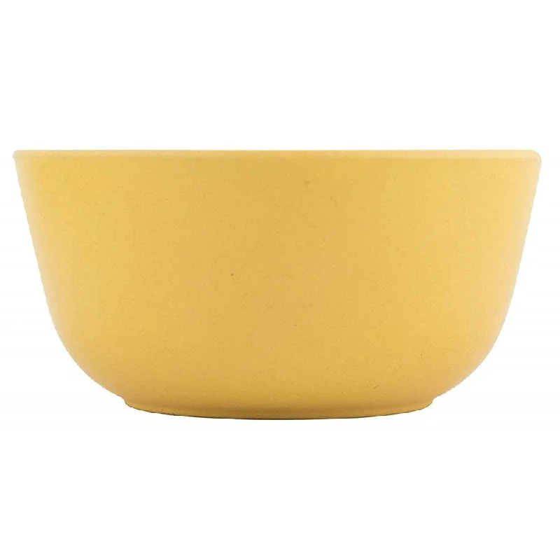 Cute kids’ plastic plates-Melange 36-Piece Bamboo Bowl Set (Rounds Collection), Color: Yellow