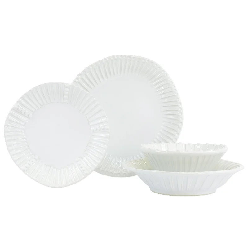 Heavy-duty glass baking dishes-Incanto Stone Stripe Four-Piece Place Setting