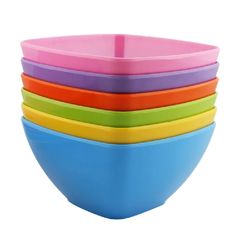 Portable camping utensil sets-Melange 36-Piece 100% Melamine Square Bowl Set (Squares Solid )|Shatter-Proof and Chip-Resistant Melamine Square Bowl|Multicolor