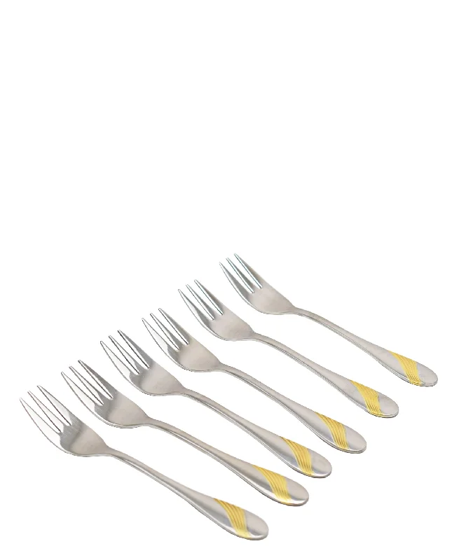 Elegant blue dinnerware sets-Kitchen Life Cake Forks 6 Piece - Gold Plated