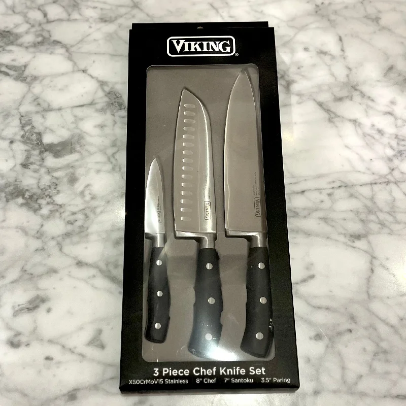 Heavy-duty stainless forks-VIKING 3 PIECE LIMITED EDITION CHEF'S ESSENTIAL SET