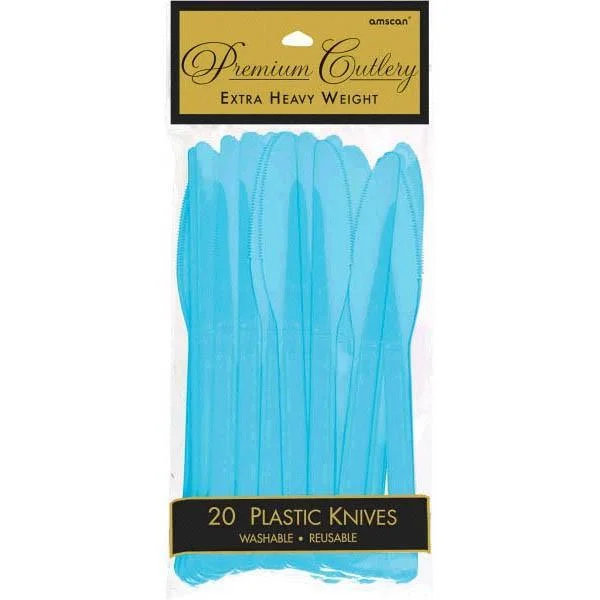 Festive holiday cutlery sets-Plastic Knives - Caribbean Blue 20/pkg.