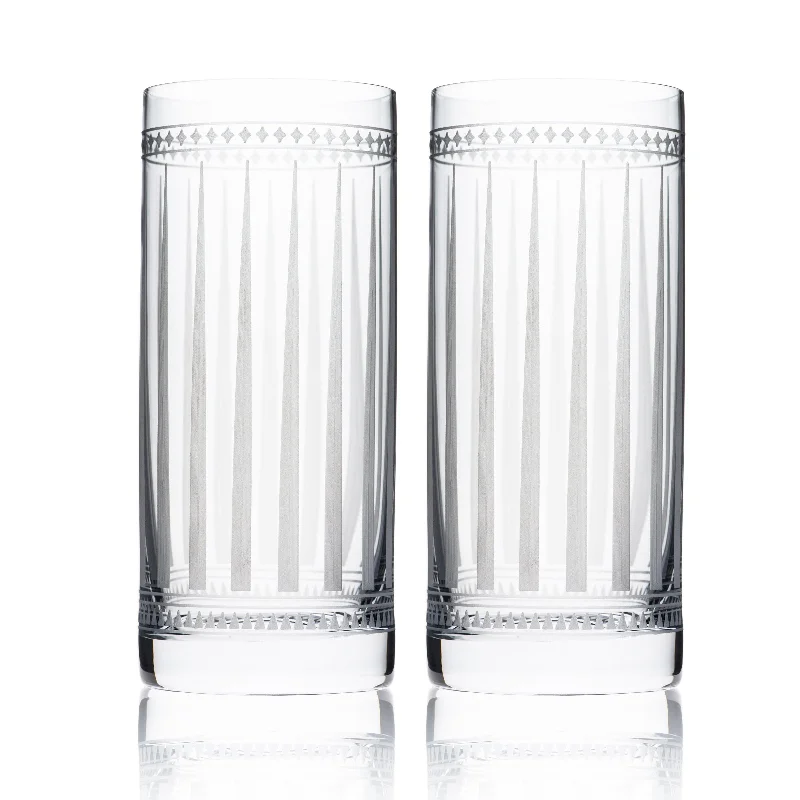 Vintage etched glass cups-Marrakech Highball Glasses