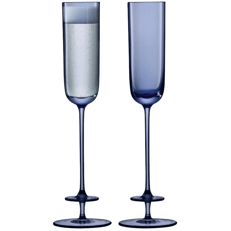 Outdoor stainless steel tumblers-Champagne Theatre Flute, Set of 2, Midnight Blue