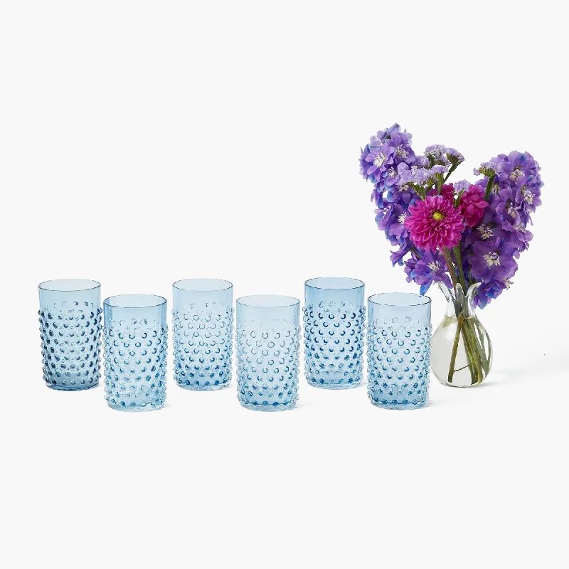 Stylish rose gold tumblers-Hobnail Navy Glasses (Set of 6)