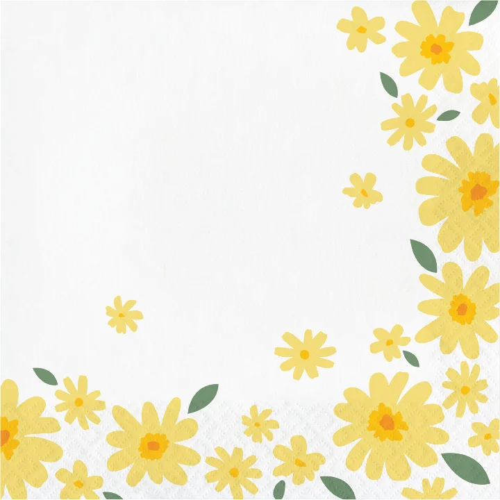 Frosted glass serving dishes-Sweet Daisy Paper Lunch Napkins | 16 ct