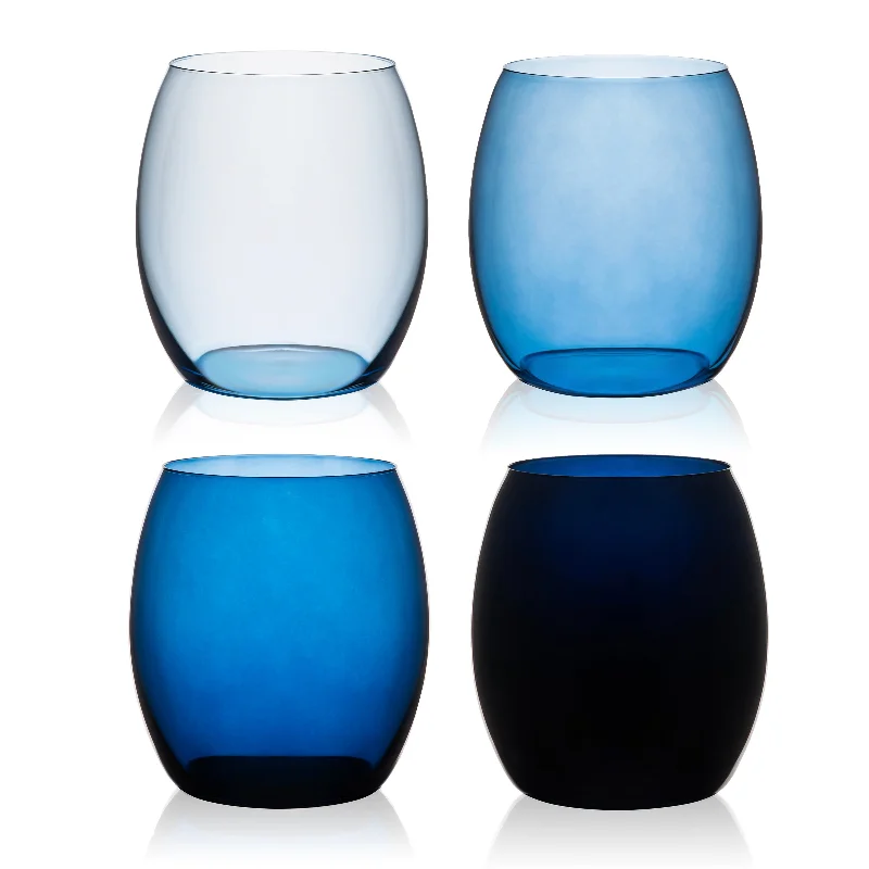 Sleek stainless steel water cups-Les Nuages Blue Ombré Glasses Set of 4