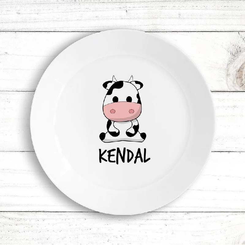 Designer glass water pitchers-Cow Kids Plate