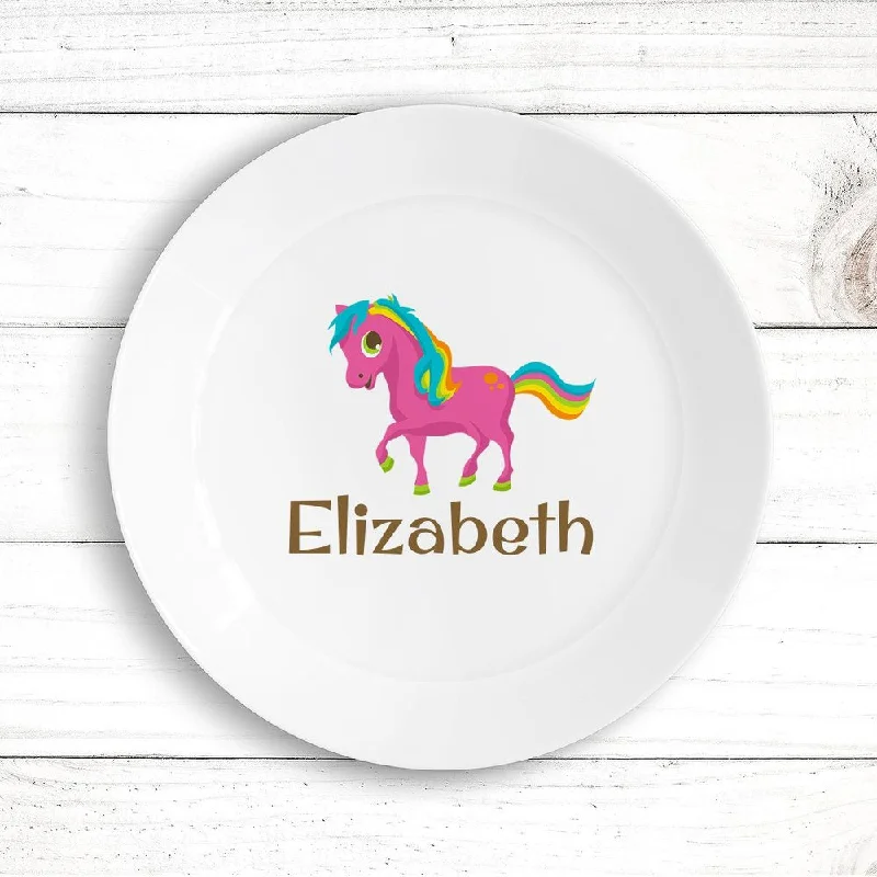 Rustic wooden bread plates-Pony Kids Plate