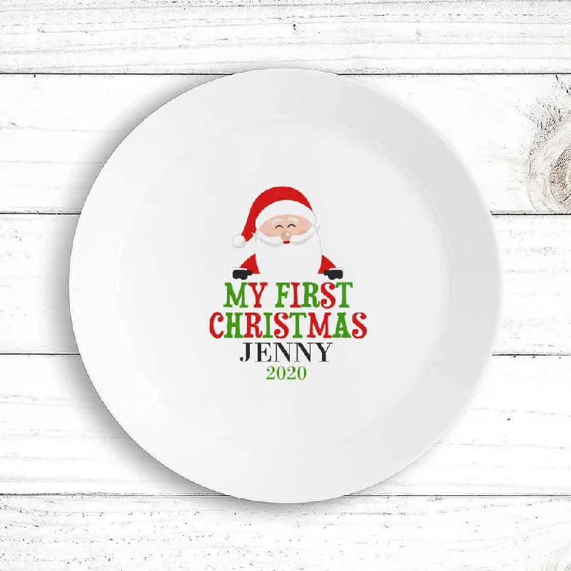 Artisan ceramic dinner bowls-My First  Christmas Kids Plate