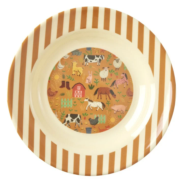 Eco-friendly bamboo salad forks-Rice DK Melamine Kids Bowl with Farm Print - 250 ml