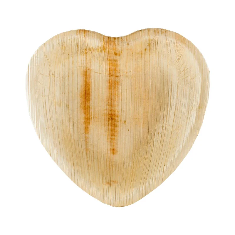 Festive Christmas tableware-7" Heart Natural Palm Leaf Eco-Friendly Disposable Appetizer/Salad Plates