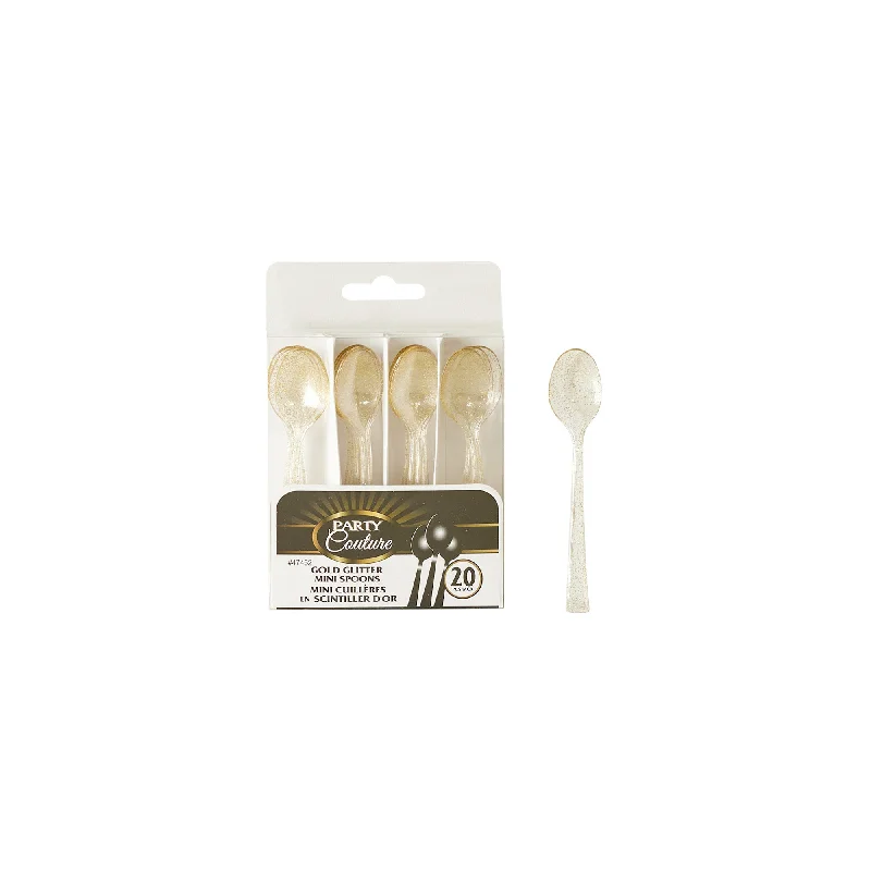 Handmade pottery dinner sets-Gold Glitter Premium Quality Mini Spoons, 20 Count