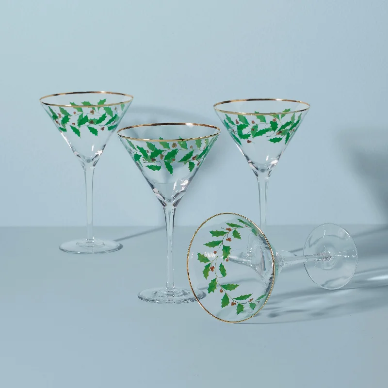 Luxury crystal wine tumblers-Holiday 4-Piece Martini Glass Set