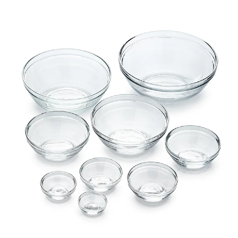 Vintage floral serving dishes-Le Gigogne® Clear Stackable Bowl Set, Set of 9