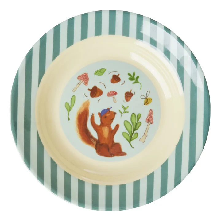 Elegant silver dessert spoons-Rice DK Melamine Kids Bowl with Blue Happy Forest Print - 250 ml