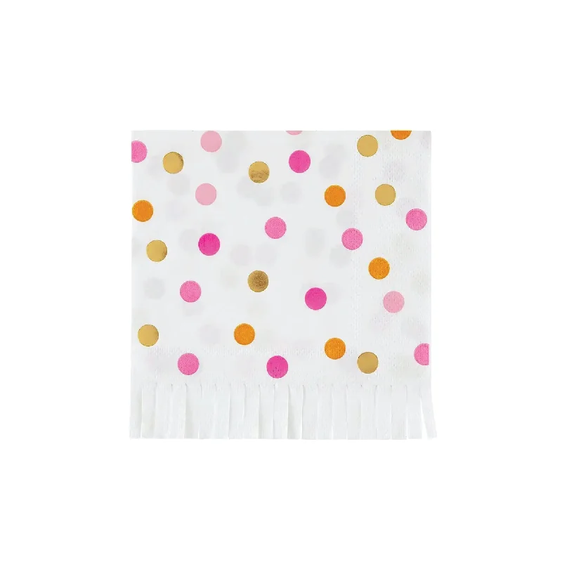 Lightweight bamboo trays-Pink & Orange Confetti Dessert Napkins 20ct