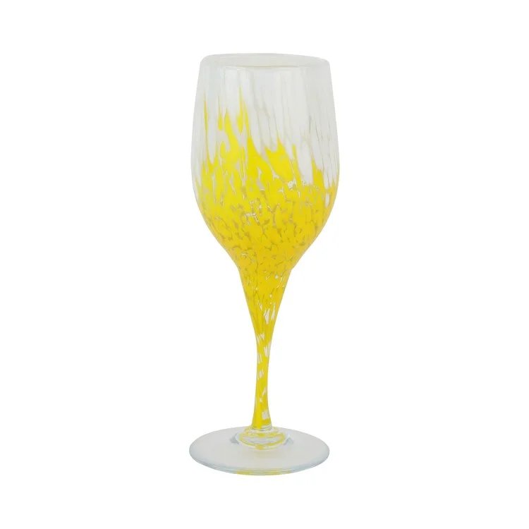 Stackable ceramic drinking cups-Nuvola White and Yellow Wine Glass