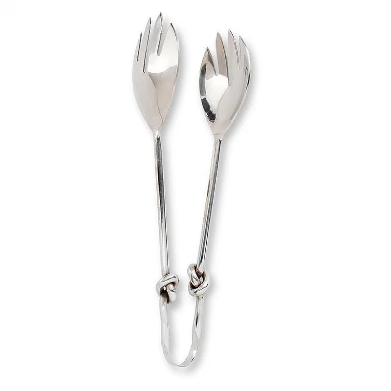 Classic black dessert plates-Knot Handle Salad Tongs