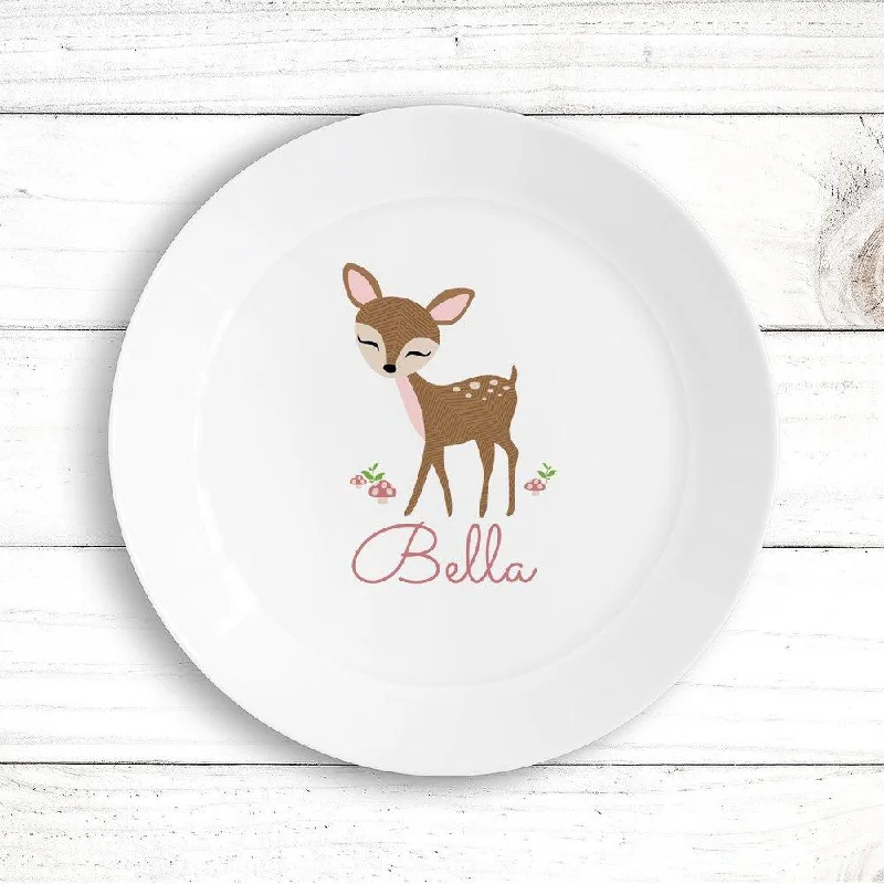 Bold yellow serving trays-Cute Deer Kids Plate