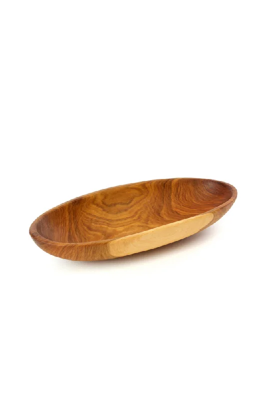 Outdoor bamboo serving sets-Medium Oval Mahogany Serving Bowl