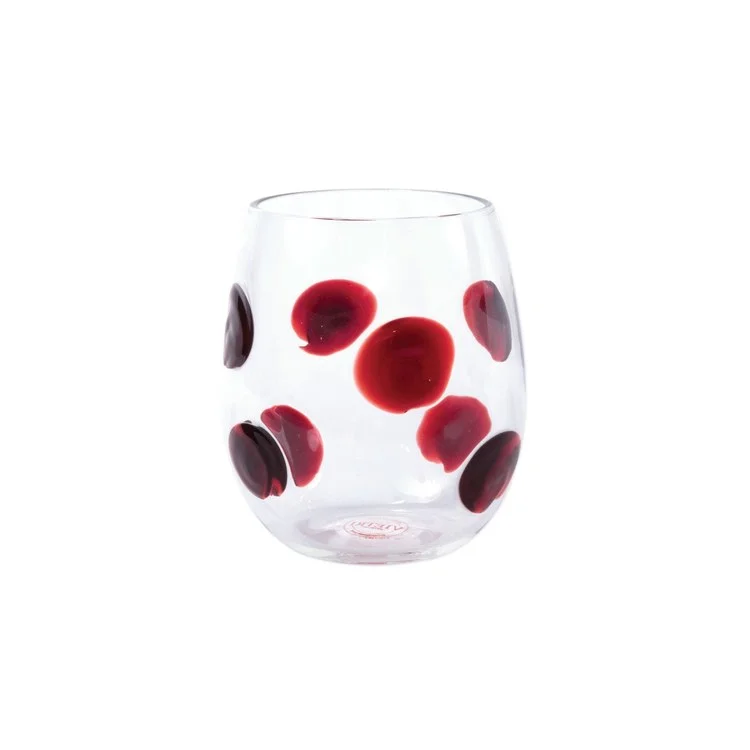 Hand-painted glass tumblers-Drop Red Stemless Wine Glass