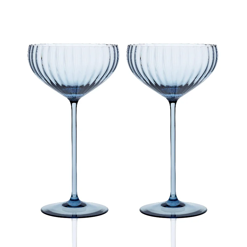 Hand-painted glass tumblers-Quinn Ocean Coupe Glasses