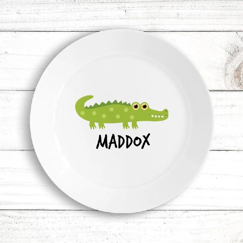 Stylish copper dinner plates-Crocodile Kids Plate