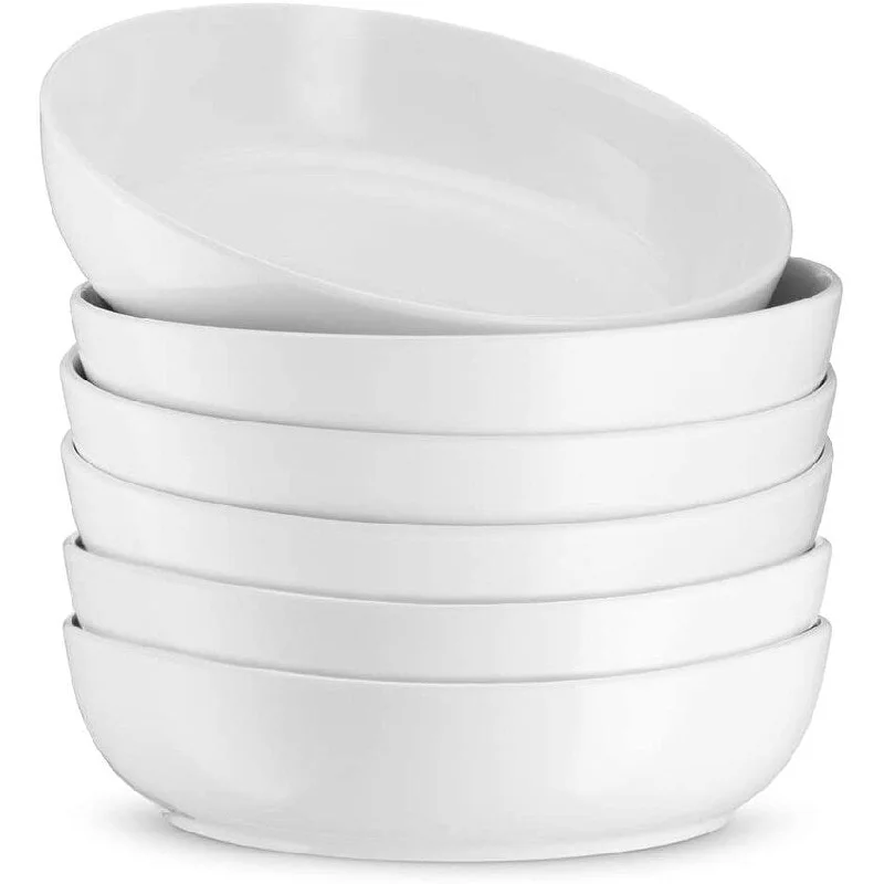 Classic white soup spoons-Kook Ceramic Pasta Bowls, 32 oz, White, Set of 6