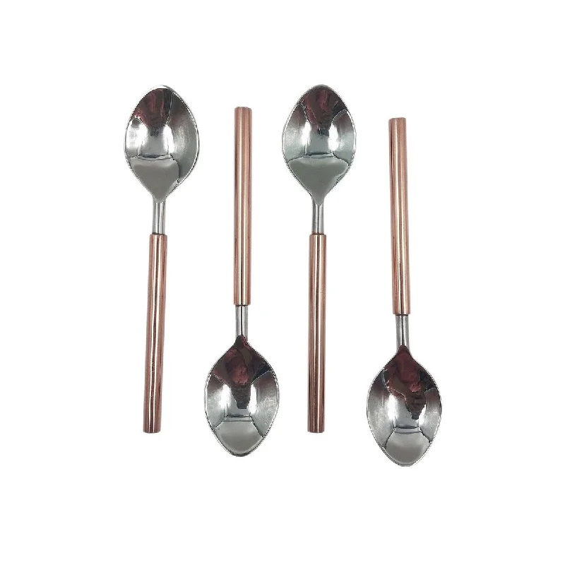 Bold red soup bowls-Set of 4 Tail Spoons- A - SILVER & COPPER