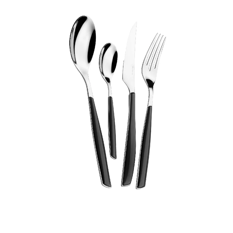 Rustic wooden salad bowls-Bugatti Glamour Cutlery Set 24pc Black Piano