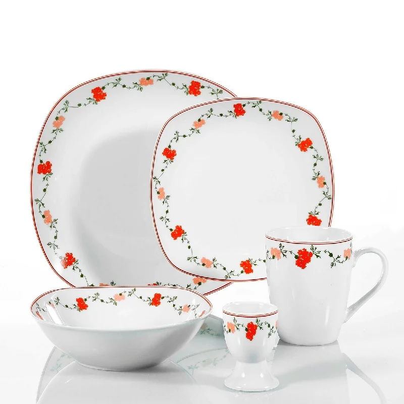 Vintage glass dessert bowls-20-Piece Dinner Sets White Porcelain Dinnerware Dinner Table Set - 8' x 10'