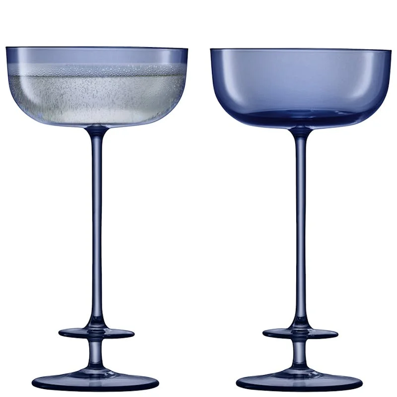 Minimalist glass coffee mugs-Champagne Theatre Set of 2 Saucers - 190ml; Midnight Blue