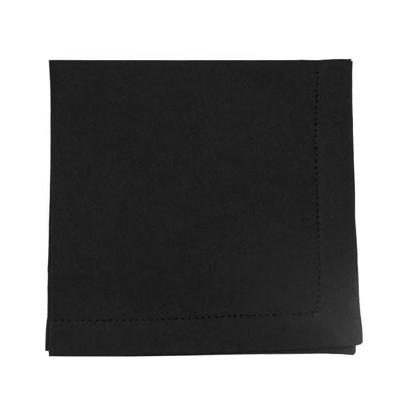 Heavy-duty plastic forks-Hem Stitch Napkin Black 50x50cm