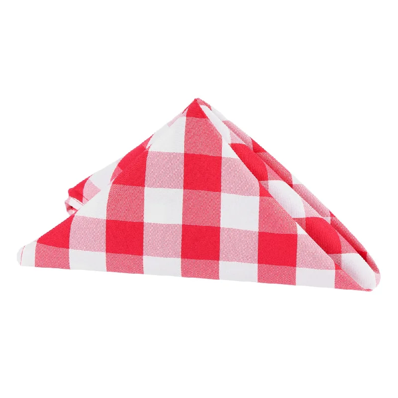 Heavy-duty stainless forks-Gingham Checkered Polyester Napkin 20"x20" - Red & White