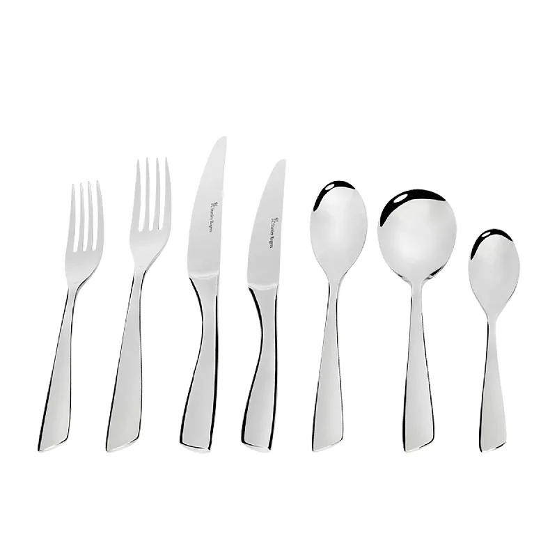 Classic black dessert plates-Stanley Rogers Soho 56 Piece Cutlery Set