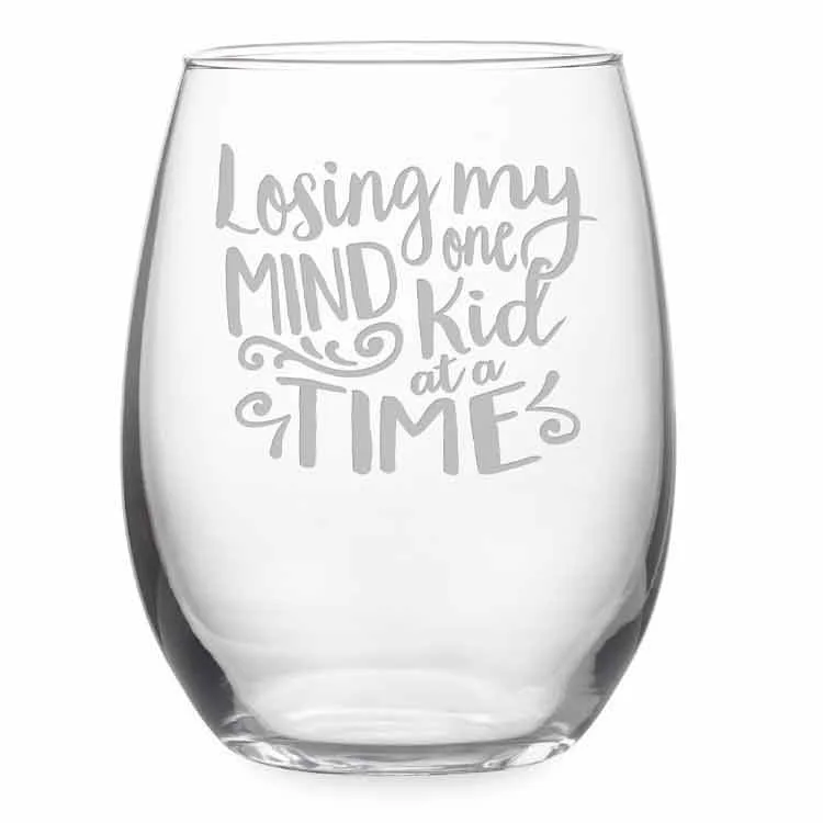 Portable stainless steel mugs-Losing My Mind 21 oz Stemless Red Wine Glasses Set of 4