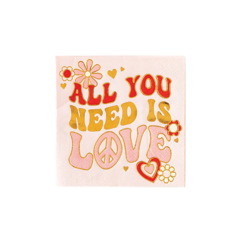 Minimalist stainless steel spoons-All You Need Is Love Dessert Napkins 18ct