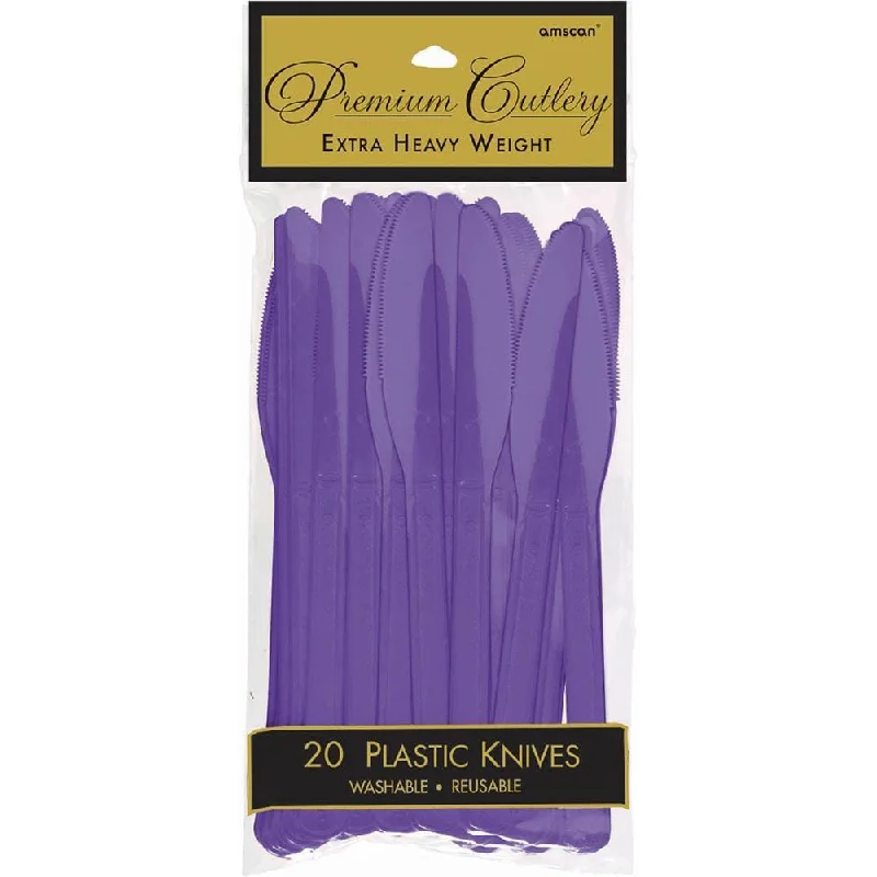 Stackable melamine plates-Plastic Knives - Purple 20/pkg.