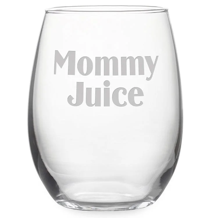 Durable plastic cups for kids-Mommy Juice 21 oz Stemless Wine Glasses Set of 4