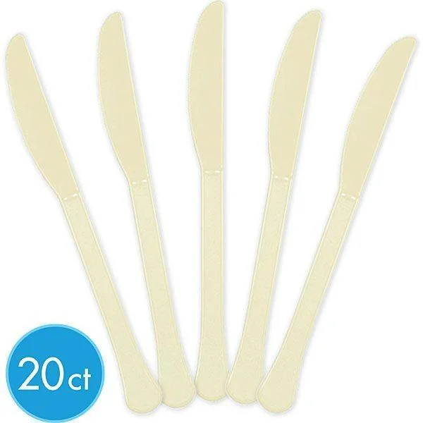 Handmade pottery dinner sets-Plastic Knives - Vanilla Cream 20/pkg.