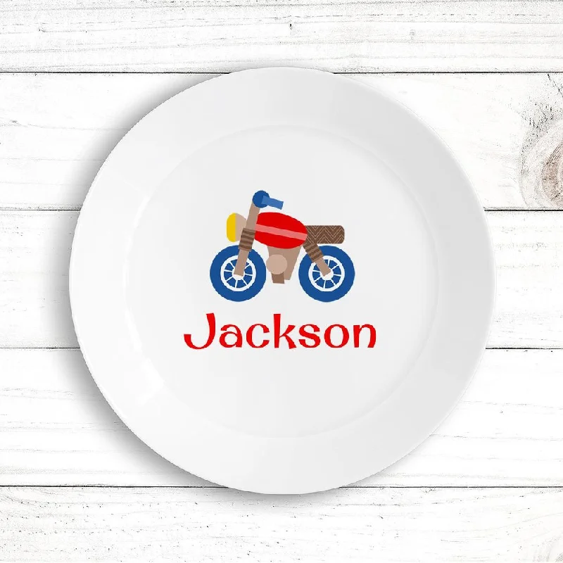 Festive holiday cutlery sets-Motorbike Kids Plate