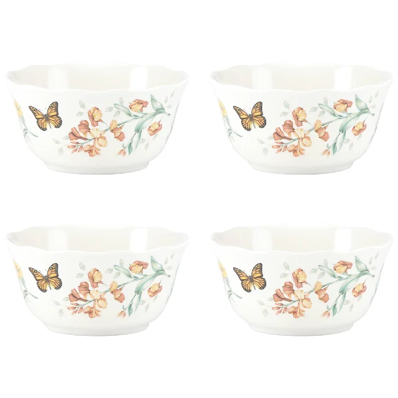 Minimalist bamboo dinner plates-Butterfly Meadow Melamine 4-Piece Bowl Set