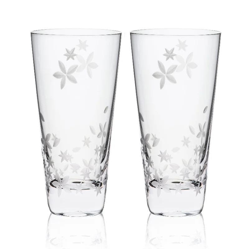 Frosted acrylic tumblers-Chatham Bloom Highball Glasses